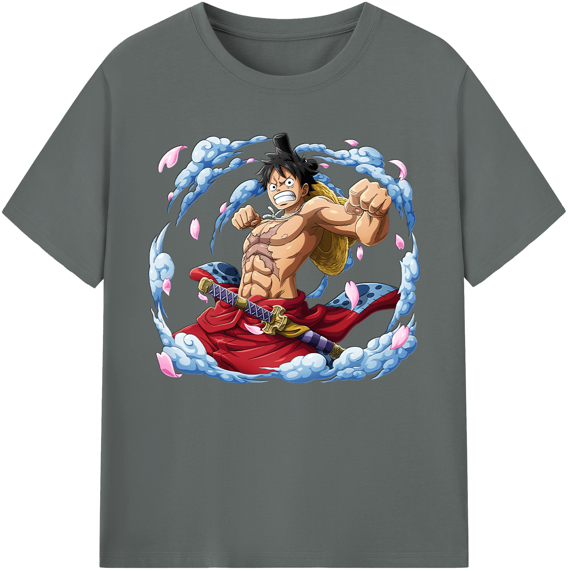 ワンピース モンキー・D・ルフィ ONE PIECE Monkey D. Luffy 綿100％ メンズ半袖Tシャツ｜肌触りやわらか＆通気性